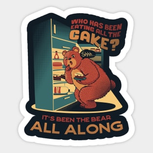 The fridge is a lie raid the fridge bear eating cake by Tobe Fonseca Sticker